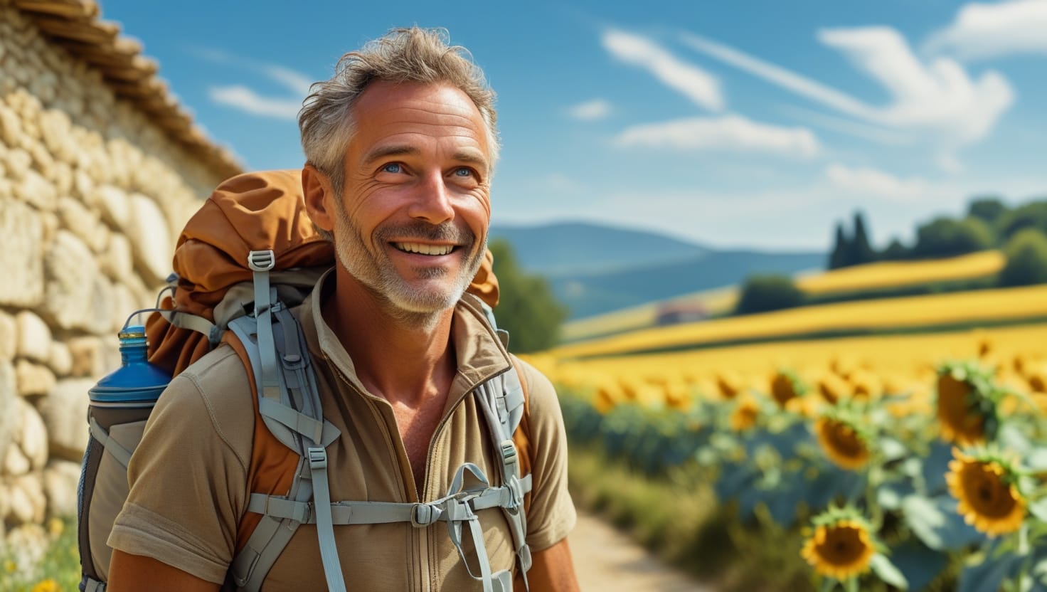man walking the Camino